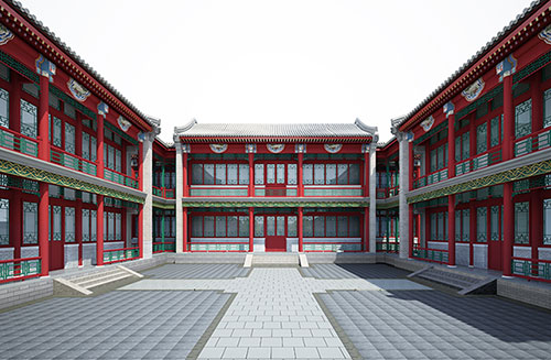 荆门北京四合院设计古建筑鸟瞰图展示