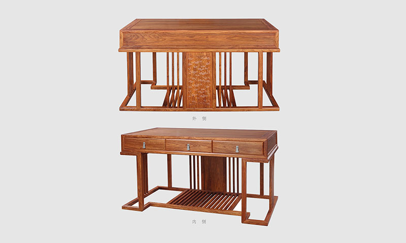 荆门 别墅中式家居书房装修实木书桌效果图